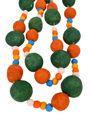 Handcrafted Earthy Harvest Wool Felt Pom-Pom Garland