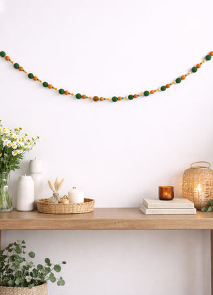 Handcrafted Earthy Harvest Wool Felt Pom-Pom Garland