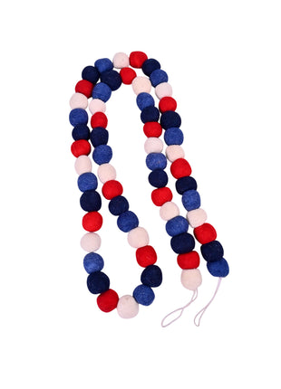 Handcrafted Americana Wool Felt Pom-Pom Garland
