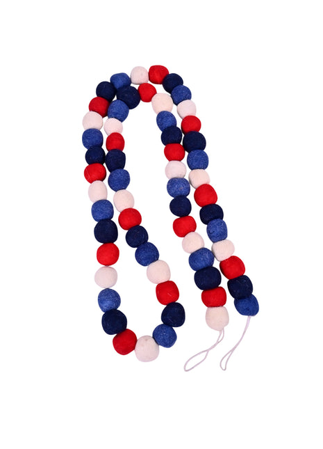 Handcrafted Americana Wool Felt Pom-Pom Garland