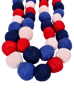 Handcrafted Americana Wool Felt Pom-Pom Garland