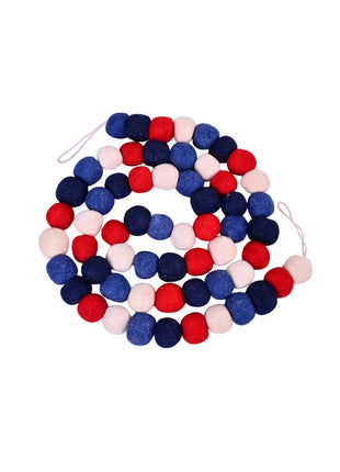 Handcrafted Americana Wool Felt Pom-Pom Garland