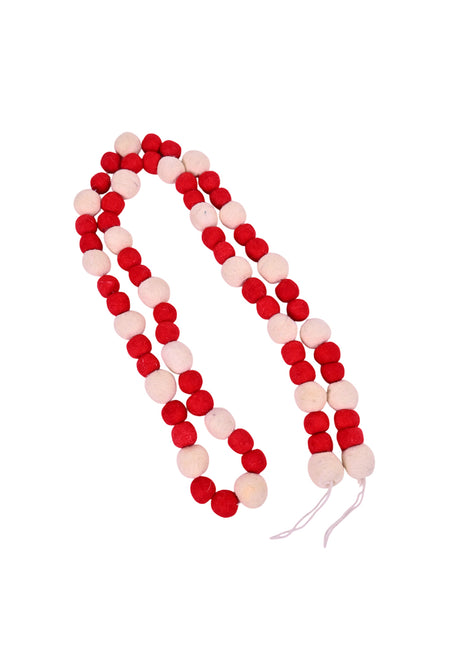Handcrafted Festive Candy Cane Wool Felt Pom-Pom Garland