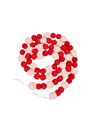 Handcrafted Festive Candy Cane Wool Felt Pom-Pom Garland