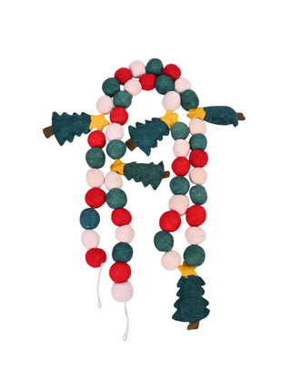 Handcrafted Festive Evergreen Wool Felt Christmas Garland