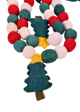 Handcrafted Festive Evergreen Wool Felt Christmas Garland