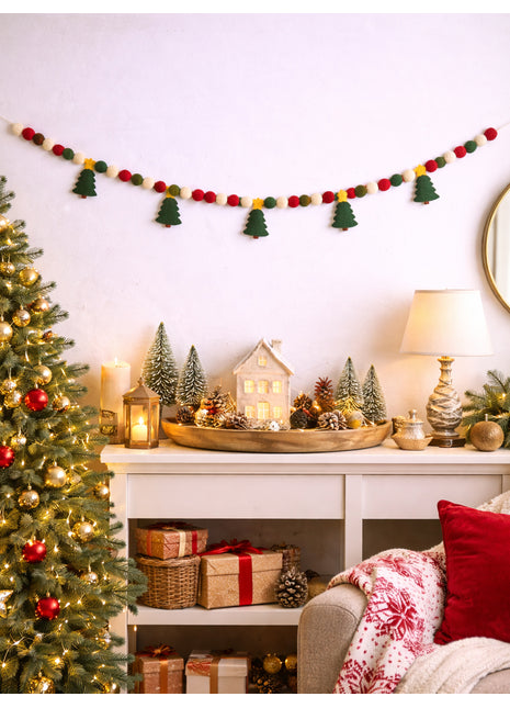 Handcrafted Festive Evergreen Wool Felt Christmas Garland