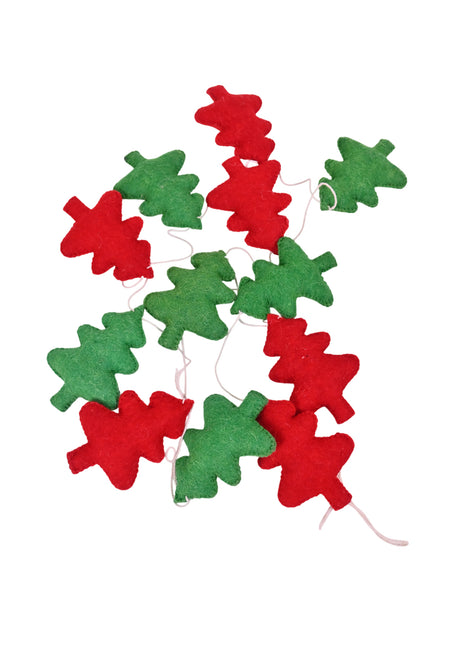 Handmade Wool Felt Christmas Tree Garland, Evergreen Rustic Scandinavian Decor