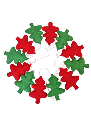 Handmade Wool Felt Christmas Tree Garland, Evergreen Rustic Scandinavian Decor