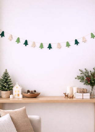 Handcrafted Nordic Forest Wool Felt Tree Garland