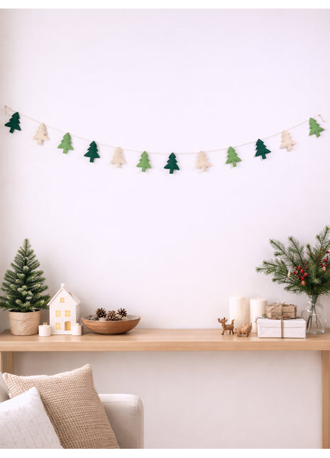 Handcrafted Nordic Forest Wool Felt Tree Garland