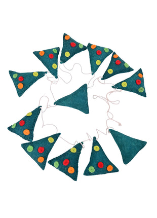 Handcrafted Whimsical Christmas Tree Wool Felt Holiday Garland