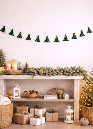 Handcrafted Whimsical Christmas Tree Wool Felt Holiday Garland