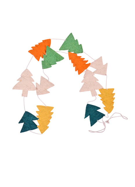 Handcrafted Whimsical Harvest Wool Felt Tree Garland
