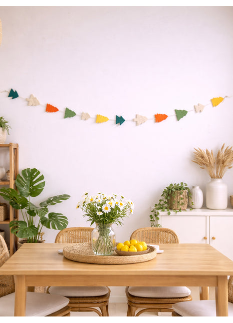 Handcrafted Whimsical Harvest Wool Felt Tree Garland