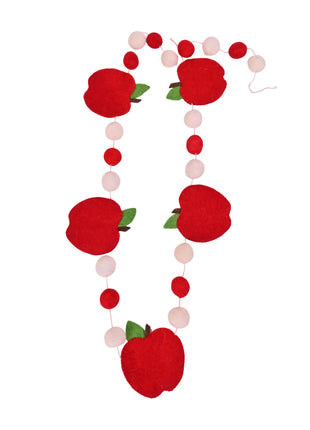 Playful Apple-Themed Wool Felt Garland for Cheerful Home Decor