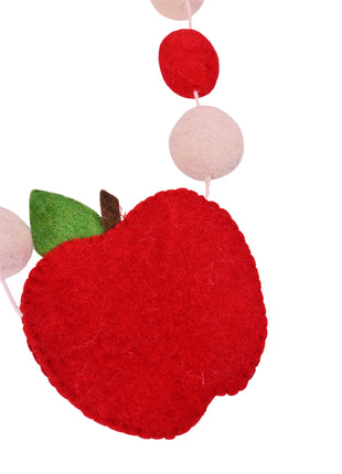 Playful Apple-Themed Wool Felt Garland for Cheerful Home Decor