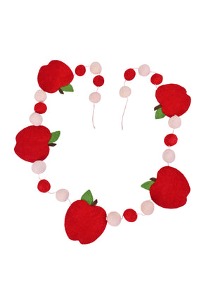 Playful Apple-Themed Wool Felt Garland for Cheerful Home Decor