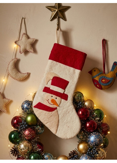 Handmade Wool Felt Snowman Christmas Hanging Decor