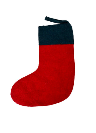 Handmade Wool Felt Christmas Stocking – Festive Red & Green Holiday Hanging Décor