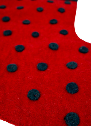 Handmade Wool Felt Christmas Stocking – Festive Red & Green Holiday Hanging Décor