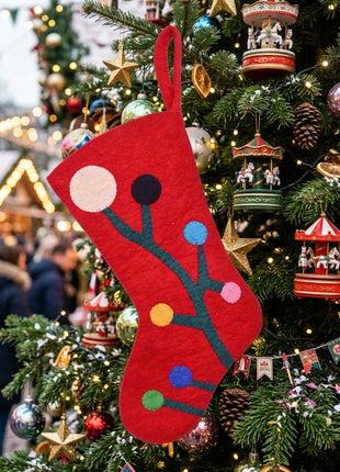 Handmade Wool Felt Christmas Hanging Stocking Décor – Festive Tree Ornament