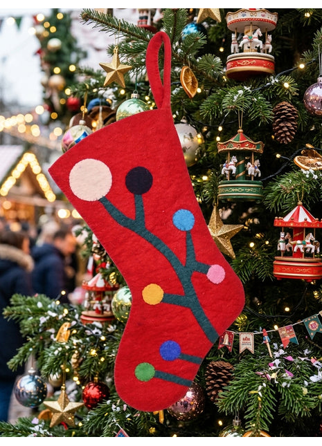 Handmade Wool Felt Christmas Hanging Stocking Décor – Festive Tree Ornament