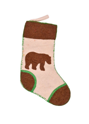 Handcrafted Wool Felt Christmas Stocking with Rustic Woodland Charm