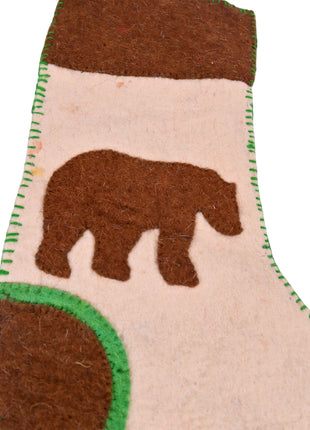 Handcrafted Wool Felt Christmas Stocking with Rustic Woodland Charm