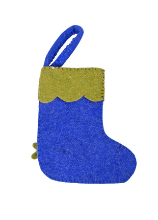 Handmade Wool Felt Mistletoe Mini Stocking Ornament