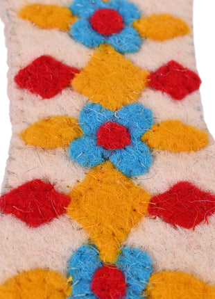 Handmade Wool Felt Christmas Stocking with Festive Floral Embroidery