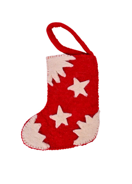 Artisan Wool Felt Starry Night Mini Stocking