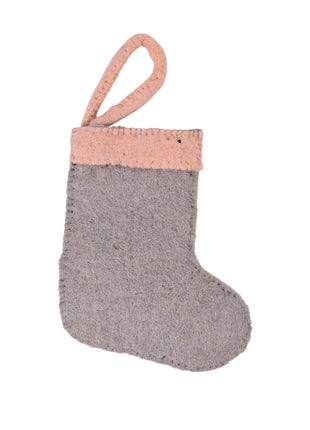 Handcrafted Wool Felt Snowy Pine Mini Stocking