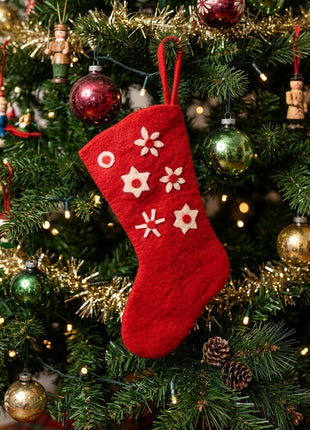 Artisan Wool Felt Snowflake Stocking Ornament
