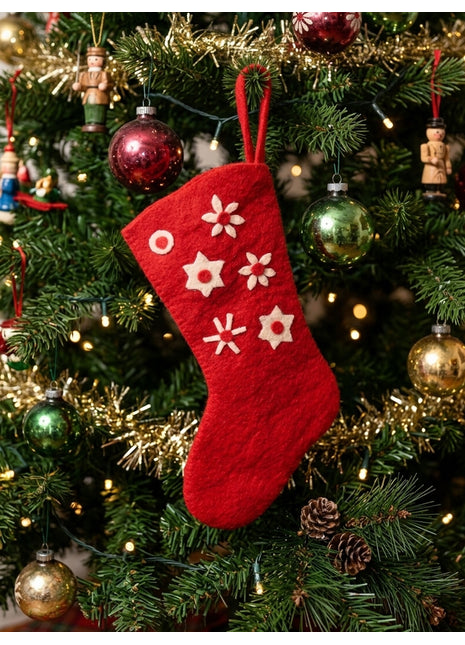 Artisan Wool Felt Snowflake Stocking Ornament
