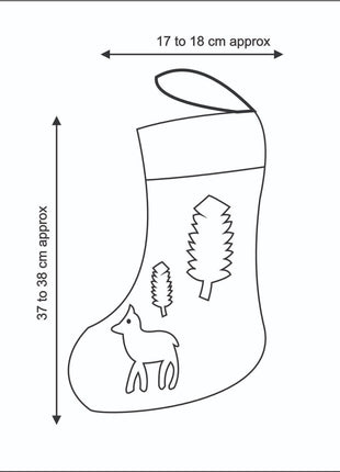 Handcrafted Wool Felt Forest Reindeer Christmas Stocking