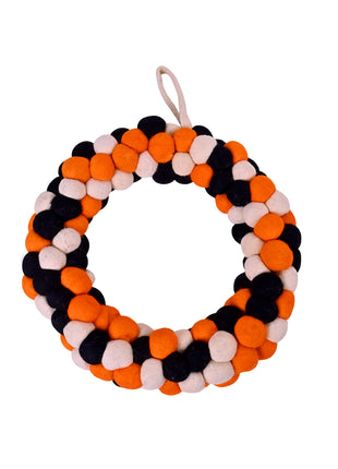 Handcrafted Wool Felt Pom-Pom Autumn Wreath