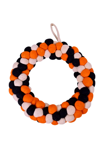 Handcrafted Wool Felt Pom-Pom Autumn Wreath