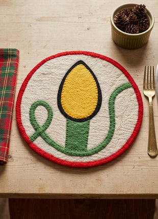 Handcrafted Wool Felt Holiday Bulb Table Mat