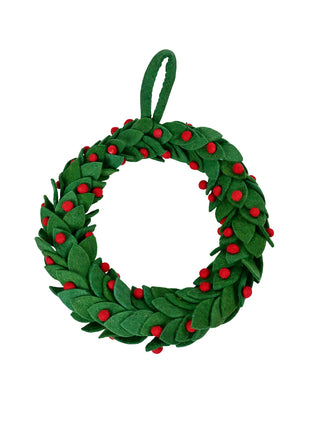 Handcrafted Wool Felt Holly Berry Wreath