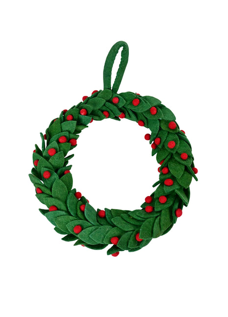 Handcrafted Wool Felt Holly Berry Wreath