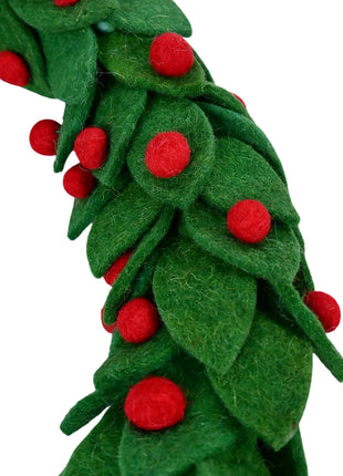Handcrafted Wool Felt Holly Berry Wreath