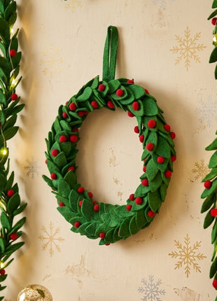 Handcrafted Wool Felt Holly Berry Wreath