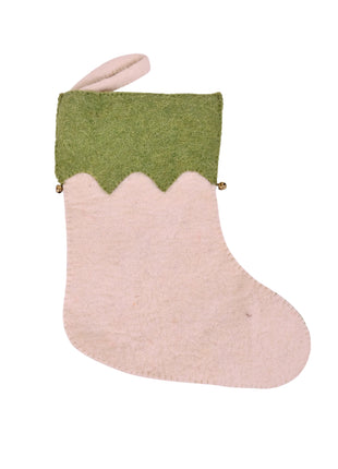 Handcrafted Wool Felt Embroidered Festive Stocking