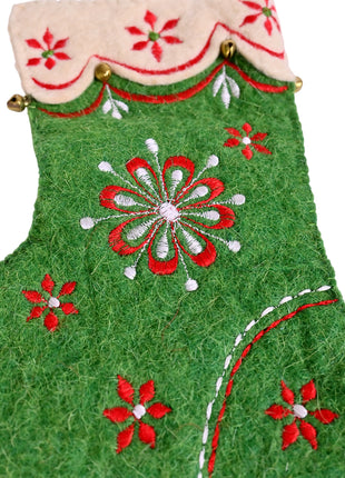 Handcrafted Wool Felt Embroidered Mini Stocking Ornament