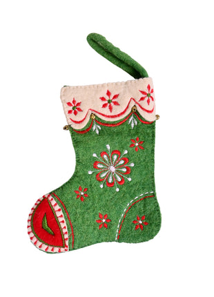 Handcrafted Wool Felt Embroidered Mini Stocking Ornament