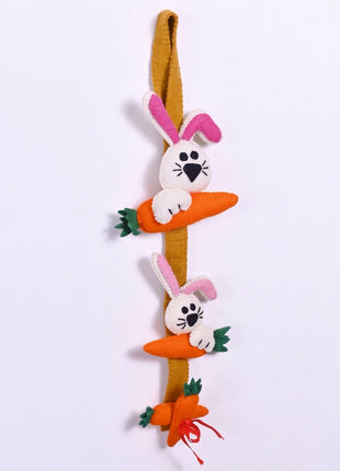 Handmade Wool Felt Easter Bunny and Carrot Hanging Garland – Festive Spring Wall Decor
