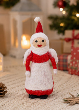Handmade Wool Felt Christmas Angel Doll – Festive Holiday Table Décor