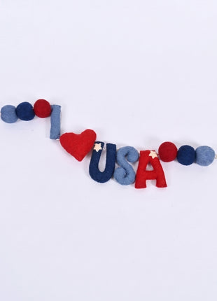 Handmade Wool Felt USA Patriotic Garland Banner