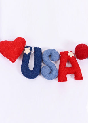 Handmade Wool Felt USA Patriotic Garland Banner